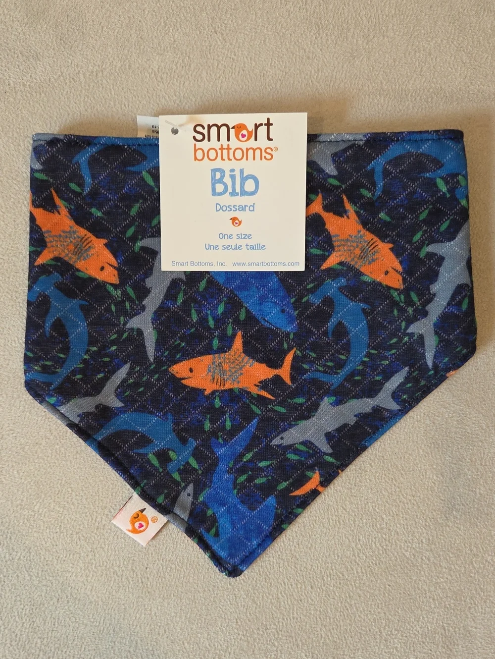 Smart Bottoms Ocean Shark Print Baby Bibs - One Size